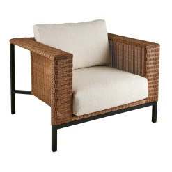 Rotan loungeset fauteuil olefin teddy stof - Brafab Shell