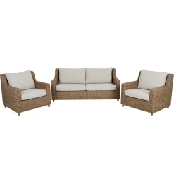 Rotan loungeset met beige olefin kussens - Brafab Sandkorn Set