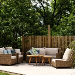 Rotan loungeset met beige olefin kussens - Brafab Sandkorn Set