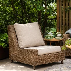 Rotan loungeset met beige olefin kussens - Brafab Sandkorn Set