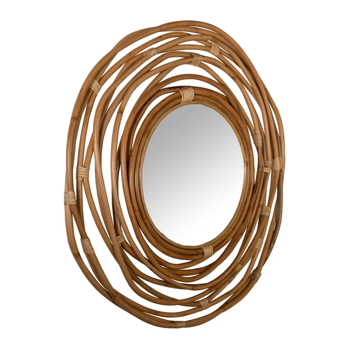Rotan spiegel rond - Dutchbone Kubu