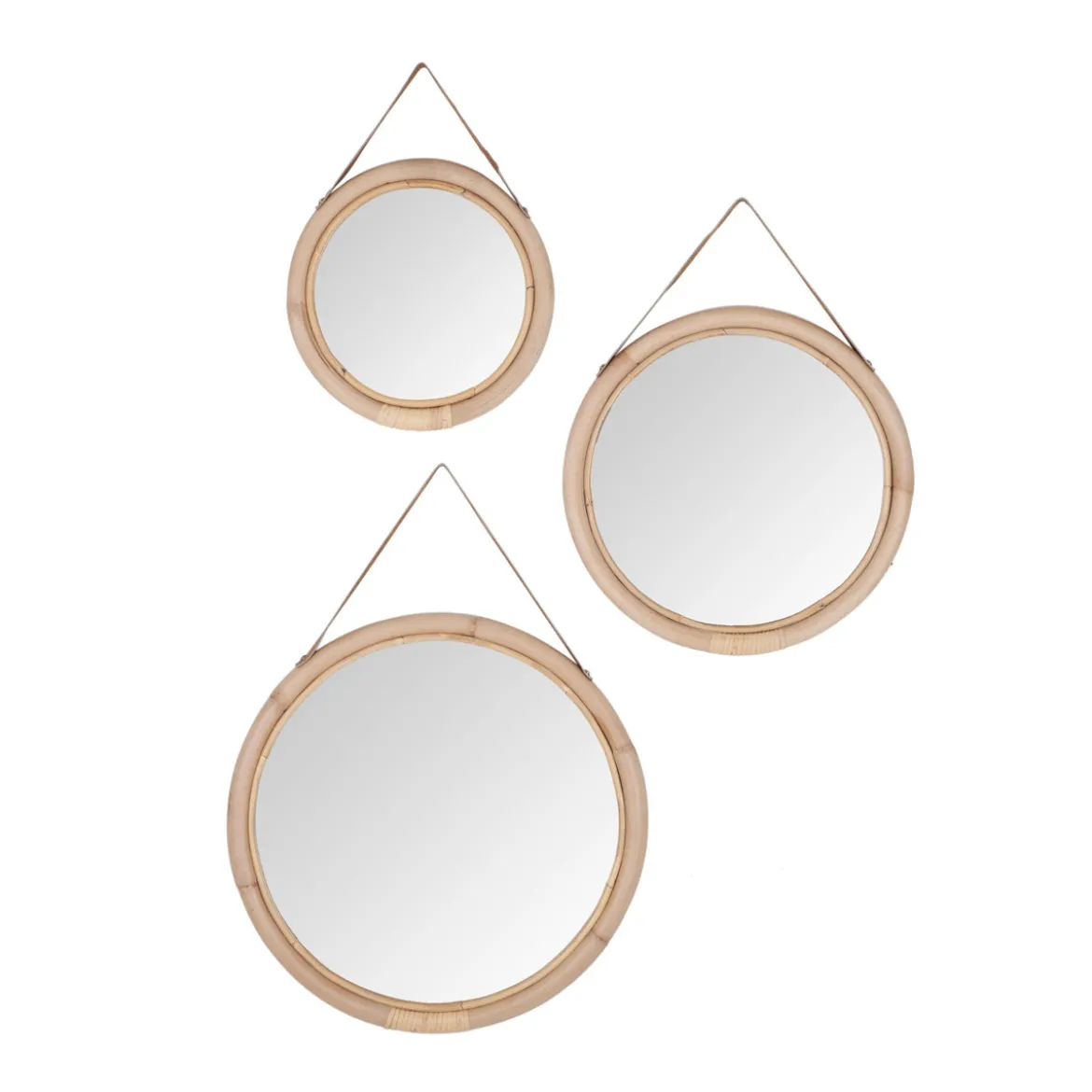 Rotan spiegel set rond - Must Living San Jose