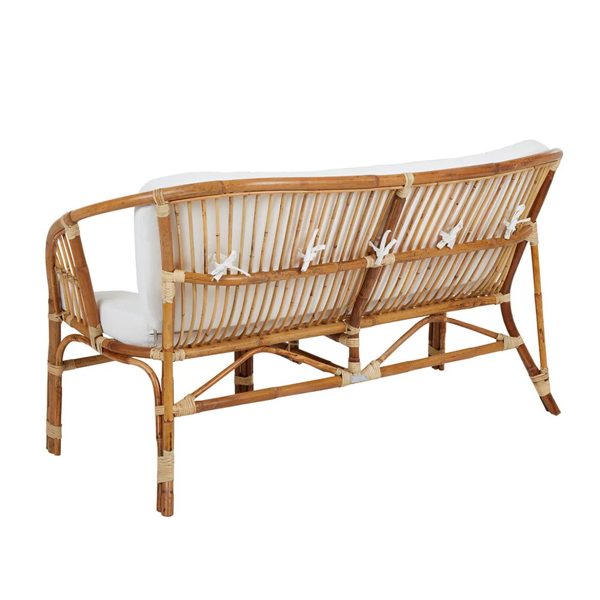 Rotan tuinbank met witte kussens - Brafab Astrakan