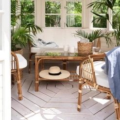 Rotan tuinstoel met witte kussens - Brafab Astrakan