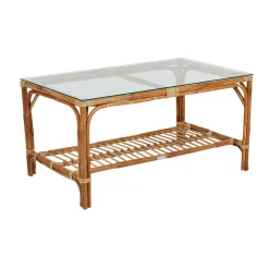 Rotan tuin tafeltje met glas - Brafab Astrakan
