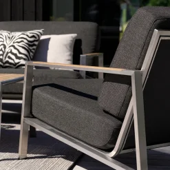 RVS tuin loungebank met all-weather kussens - Brafab Naos