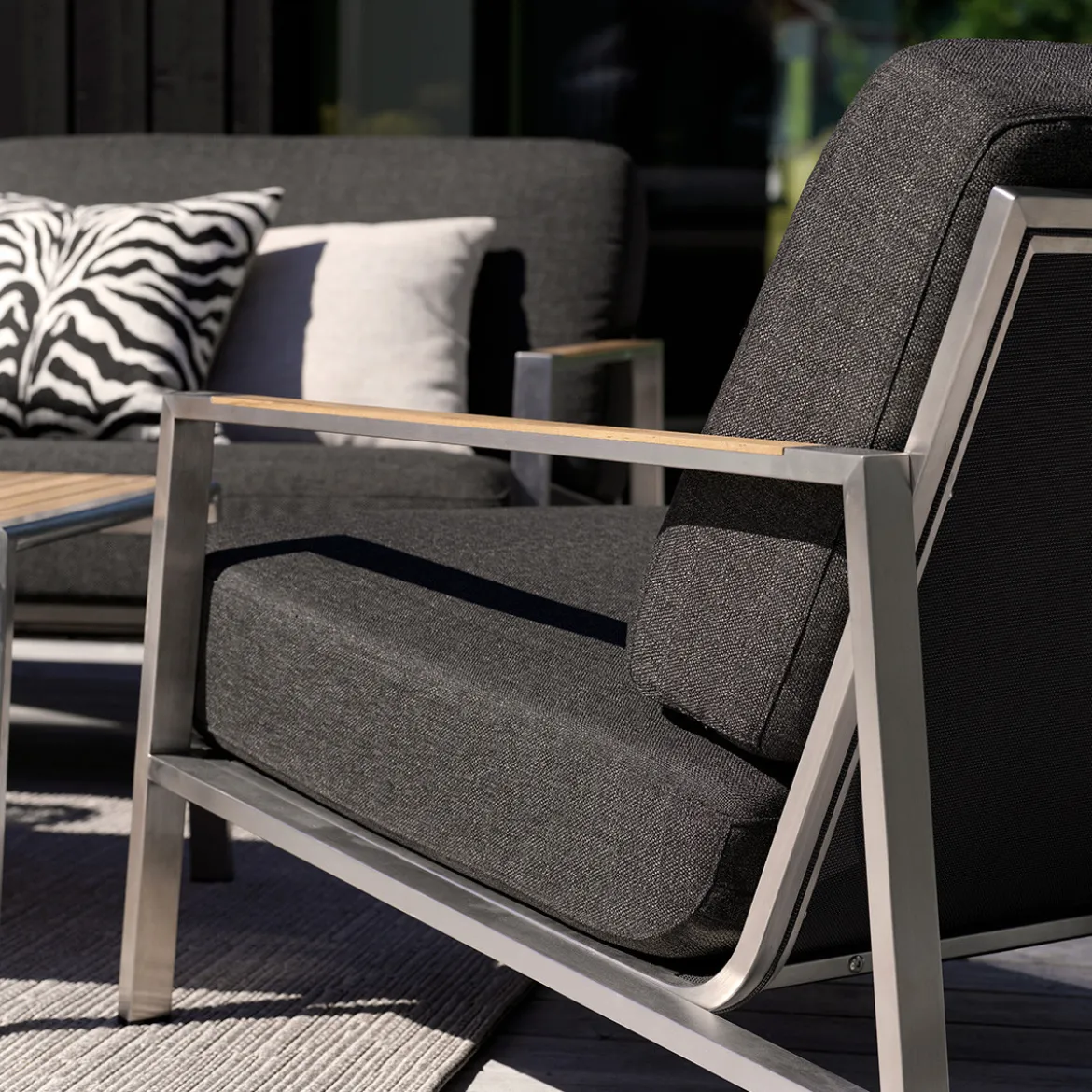 RVS tuin loungebank met all-weather kussens - Brafab Naos