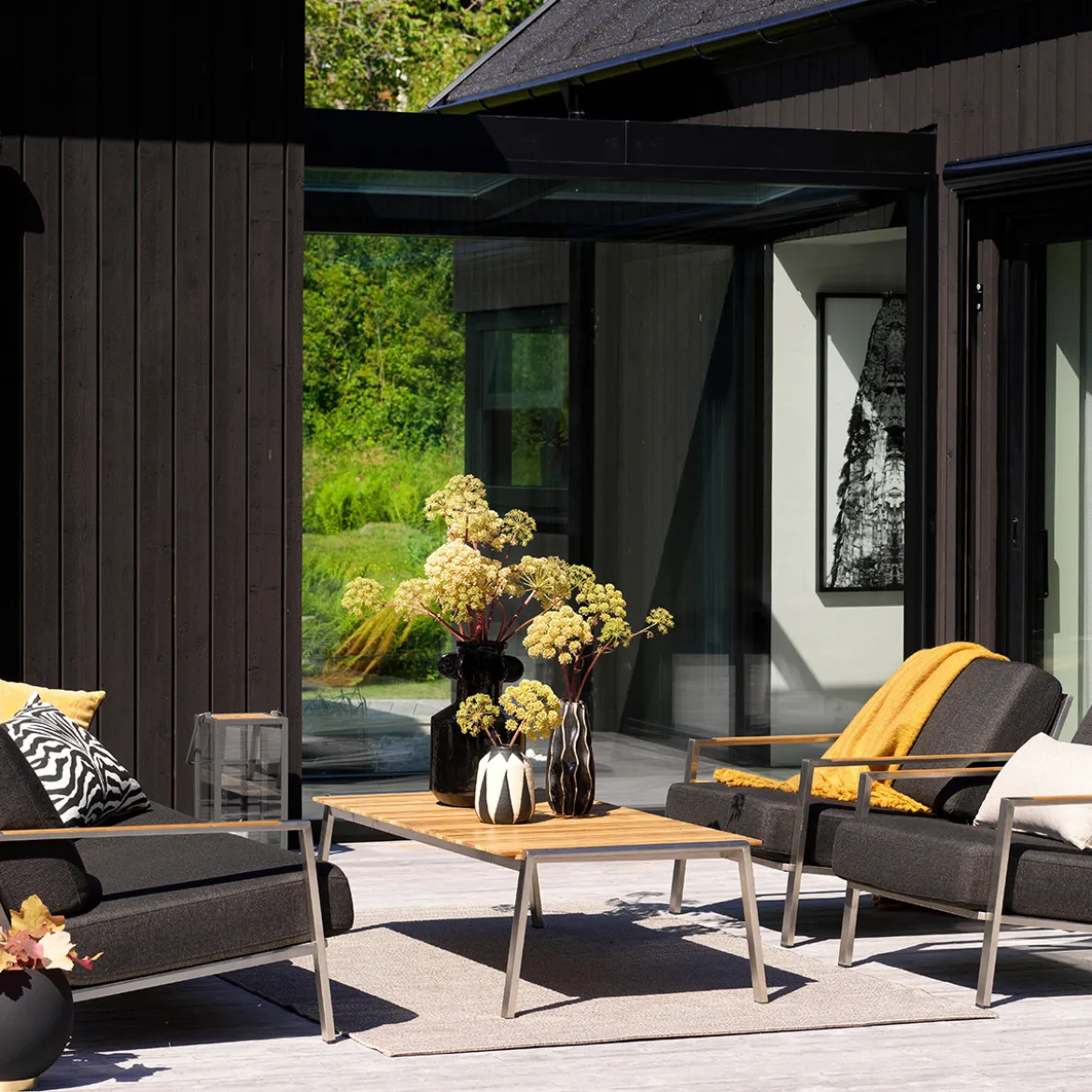 RVS tuin salontafel met teakhout - Brafab Naos