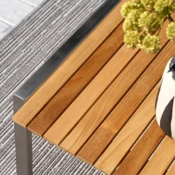 RVS tuin salontafel met teakhout - Brafab Naos