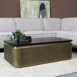 Salontafel gouden ribbels rechthoekig - Bodio Rush