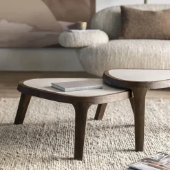Salontafel hout met marmer - Eleonora Fred