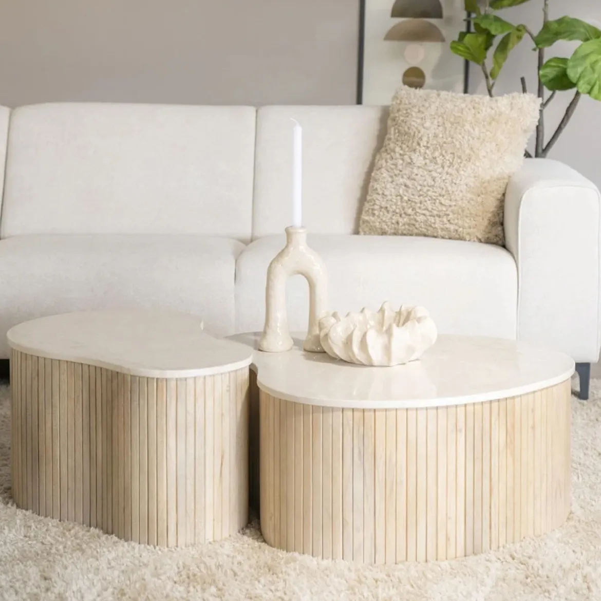 Salontafel met beige marmer blad - Eleonora Kira