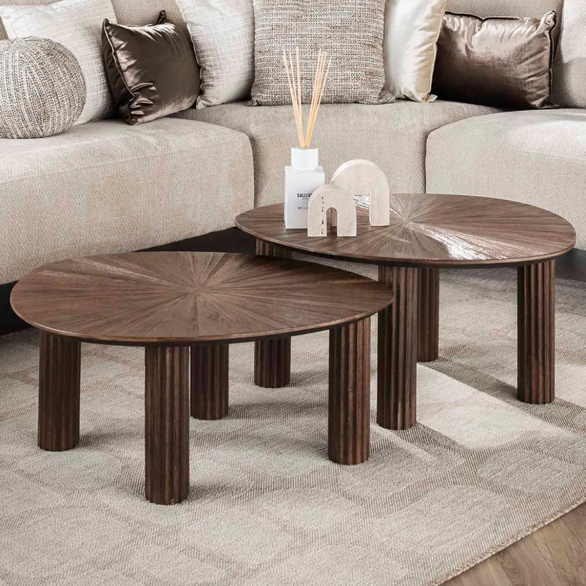 Salontafel set bruin teakhout 2-delig - Giani Maya Teak Triangle