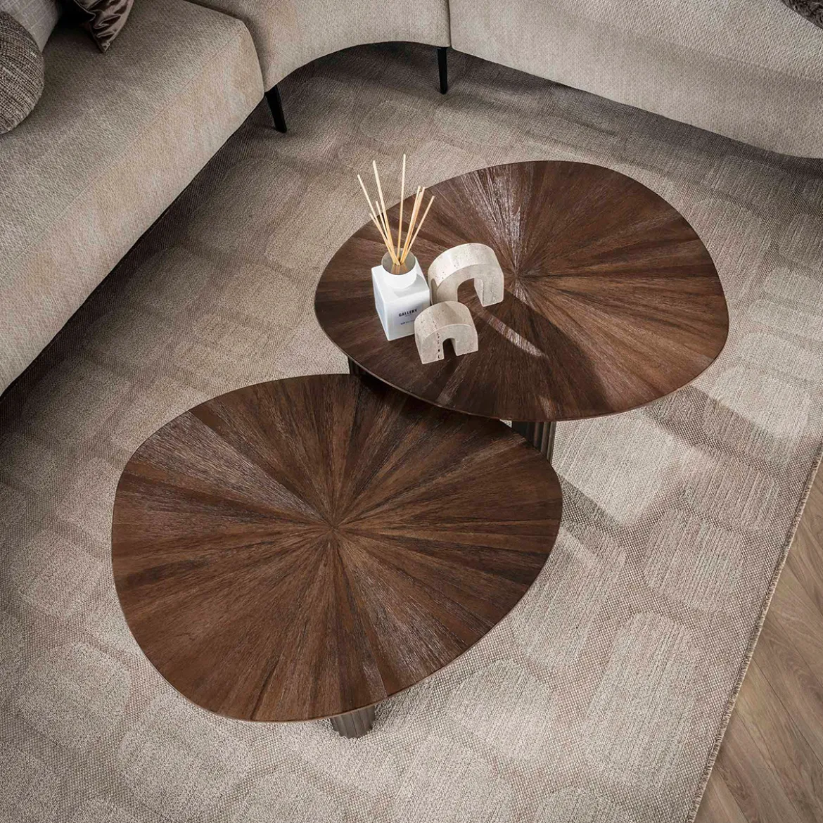 Salontafel set bruin teakhout 2-delig - Giani Maya Teak Triangle