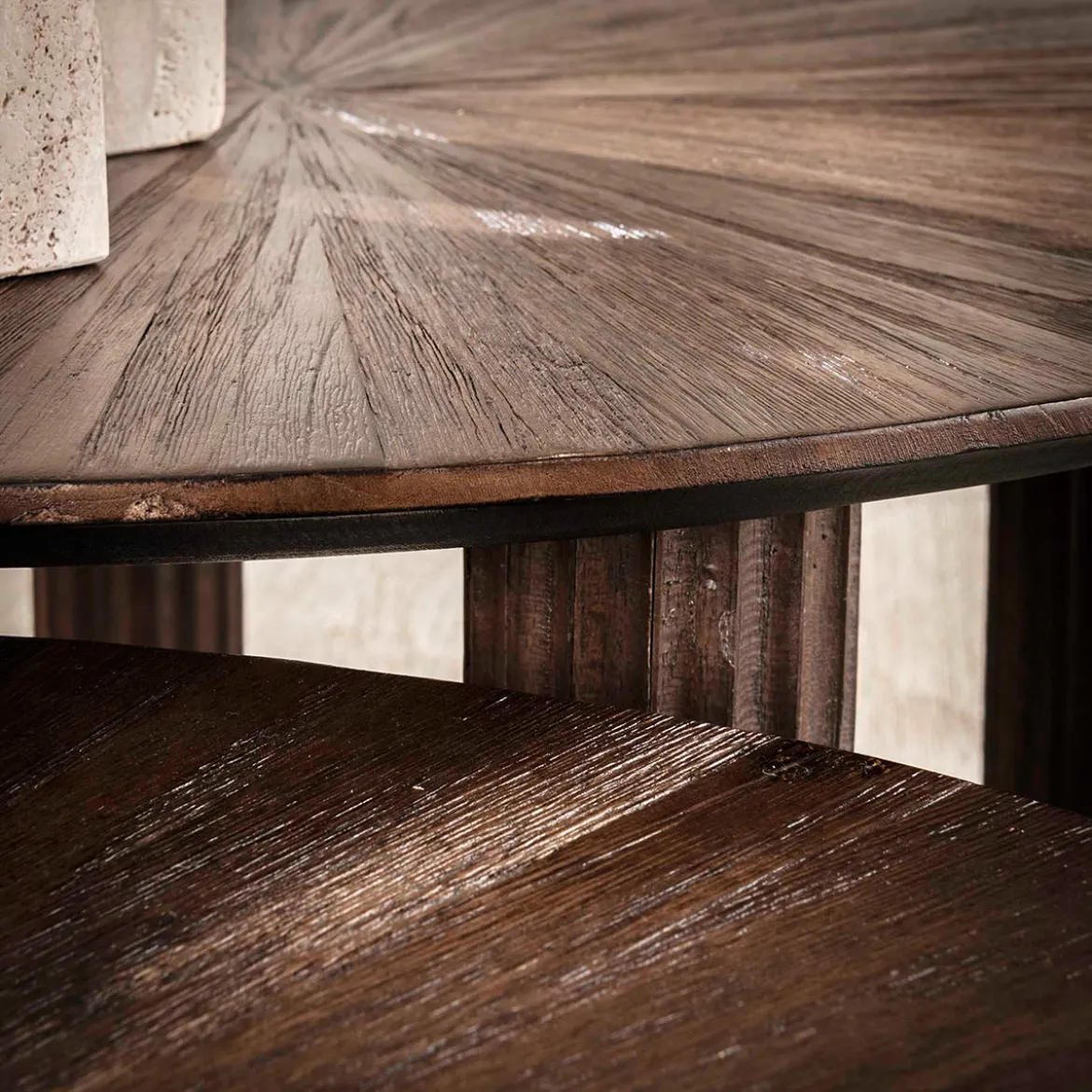 Salontafel set bruin teakhout 2-delig - Giani Maya Teak Triangle