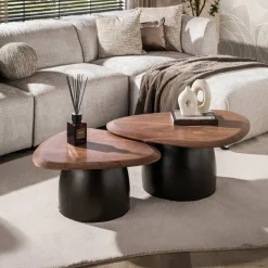 Salontafelset driehoek acacia bruin - Giani Melta