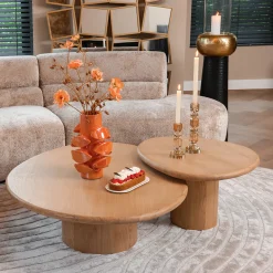 Salontafel set eiken organische vorm - Richmond Interiors Oakley