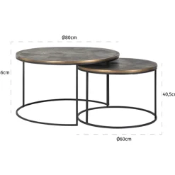 Salontafel set goud geborsteld - Richmond Interiors Tulum