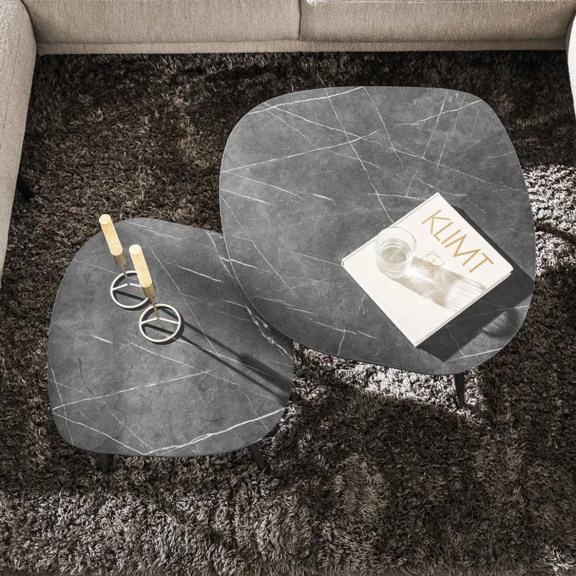 Salontafel set keramiek look - Giani Rock Melamine