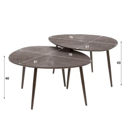Salontafel set kiezelvorm brons - Giani Ray Metal