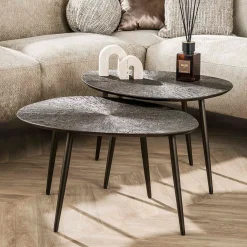 Salontafel set kiezelvorm brons - Giani Ray Metal