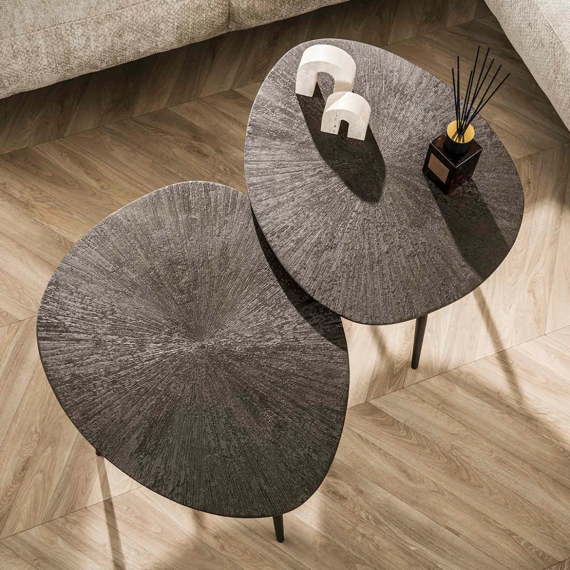 Salontafel set kiezelvorm brons - Giani Ray Metal