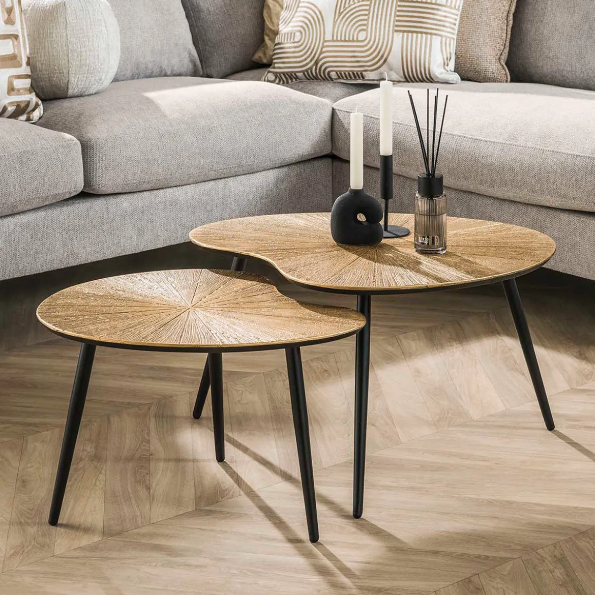 Salontafel set niervormig goud - Giani Ray Metal