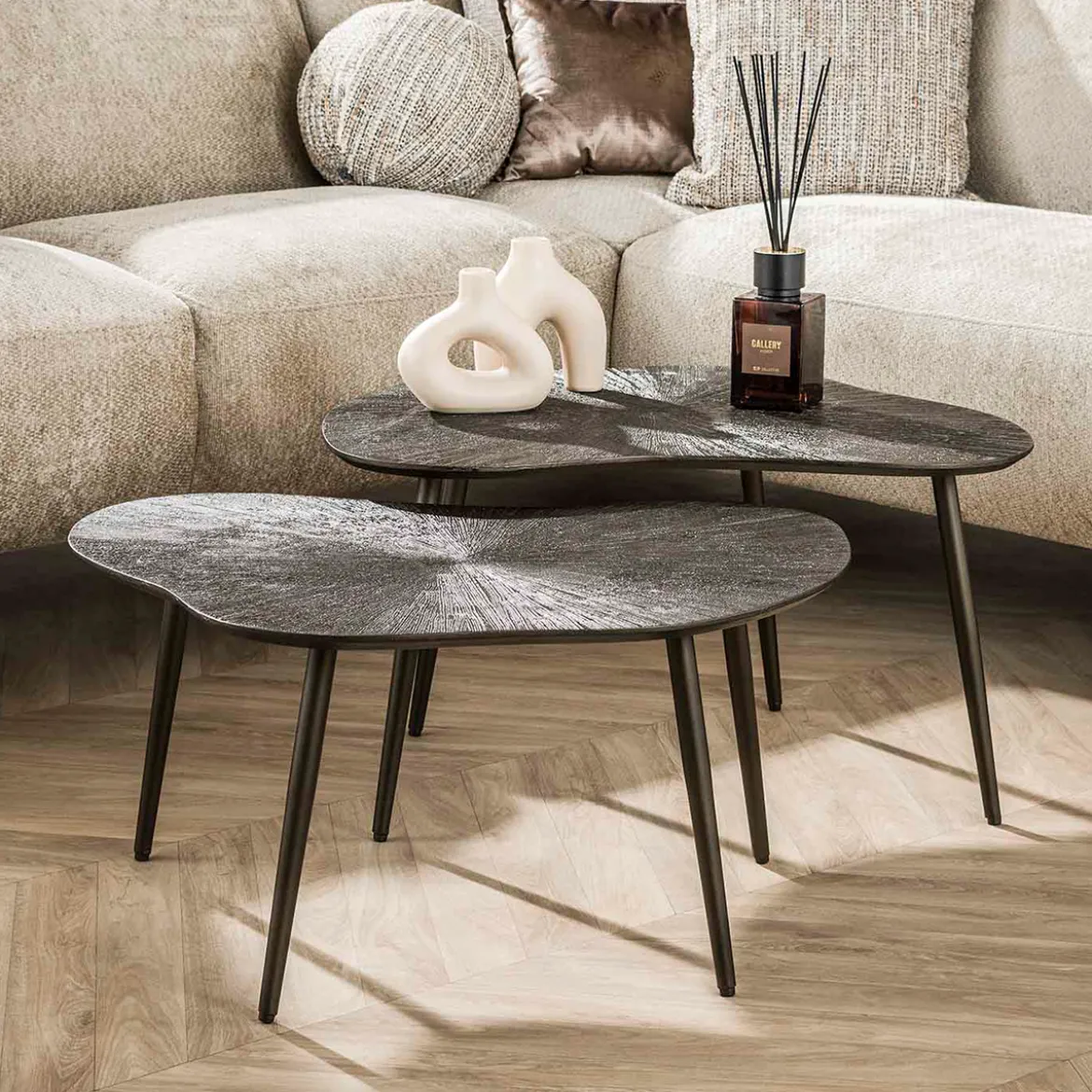 Salontafel set organische vorm brons - Giani Ray Metal