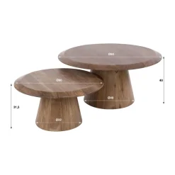 Salontafelset rond acacia bruin - Giani Rona