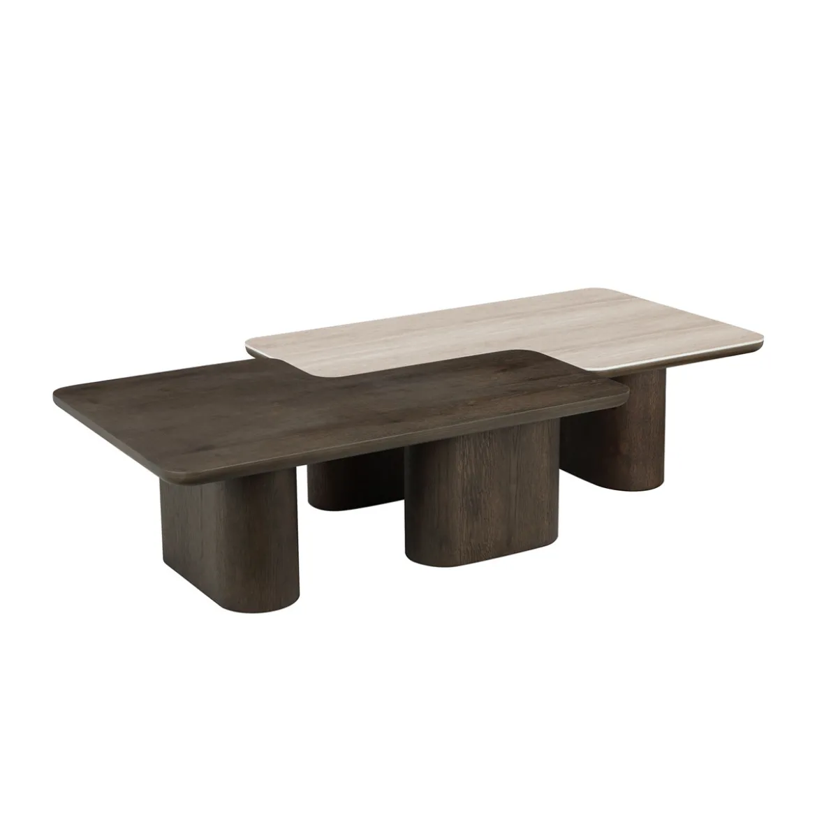 salontafelset travertine en eiken - Richmond Interiors Nando