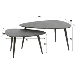 Salontafel set van 2 peervormig organisch - Giani Marble