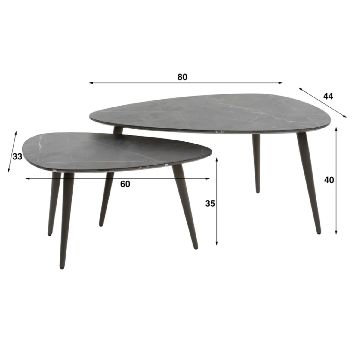 Salontafel set van 2 peervormig organisch - Giani Marble