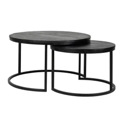 Salontafelset zwart mangohout - Richmond Interiors Catana