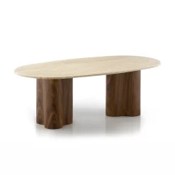 Salontafel walnoot met travertin - Bodio Sora