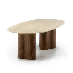 Salontafel walnoot met travertin - Bodio Sora