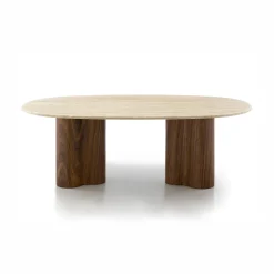 Salontafel walnoot met travertin - Bodio Sora