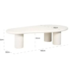 Salontafel wit organische vorm - Richmond Interiors Bloomstone