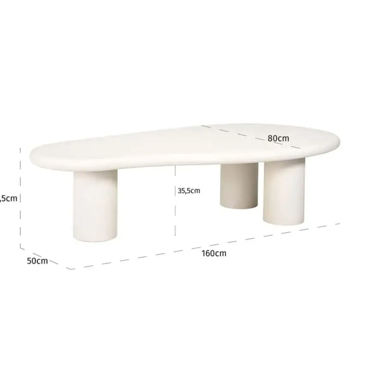 Salontafel wit organische vorm - Richmond Interiors Bloomstone