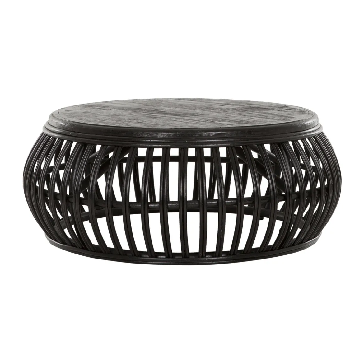 Salontafel zwart rotan rond - Must Living Positano