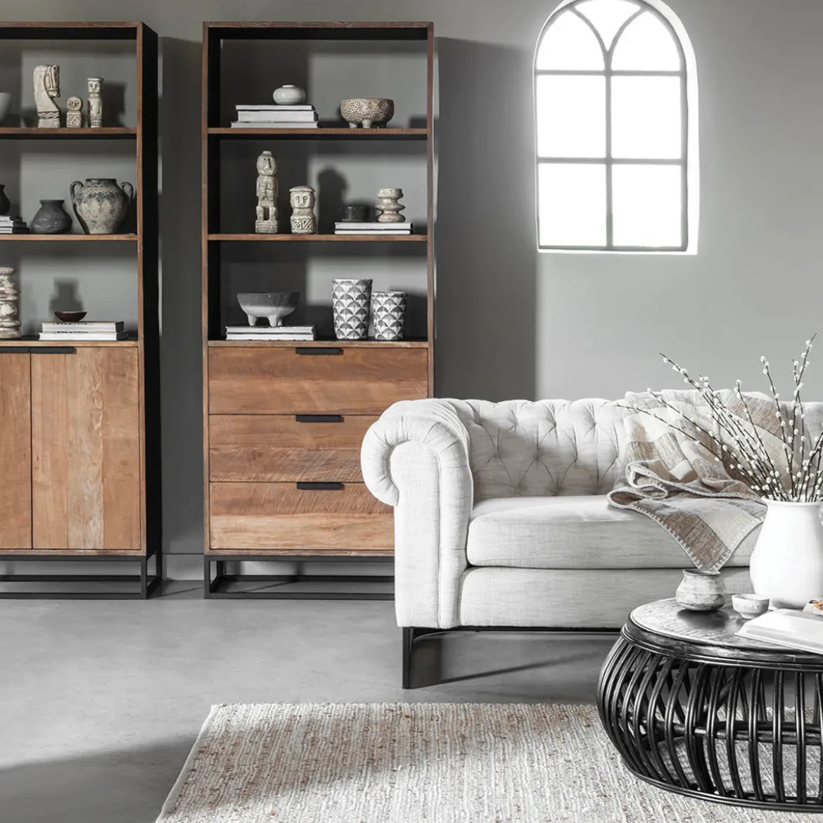 Salontafel zwart rotan rond - Must Living Positano