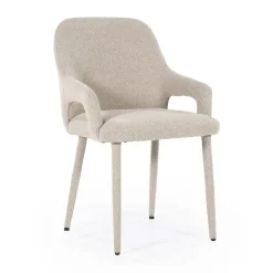Scandinavische eetkamerstoel met armleuning taupe - By-Boo Fika
