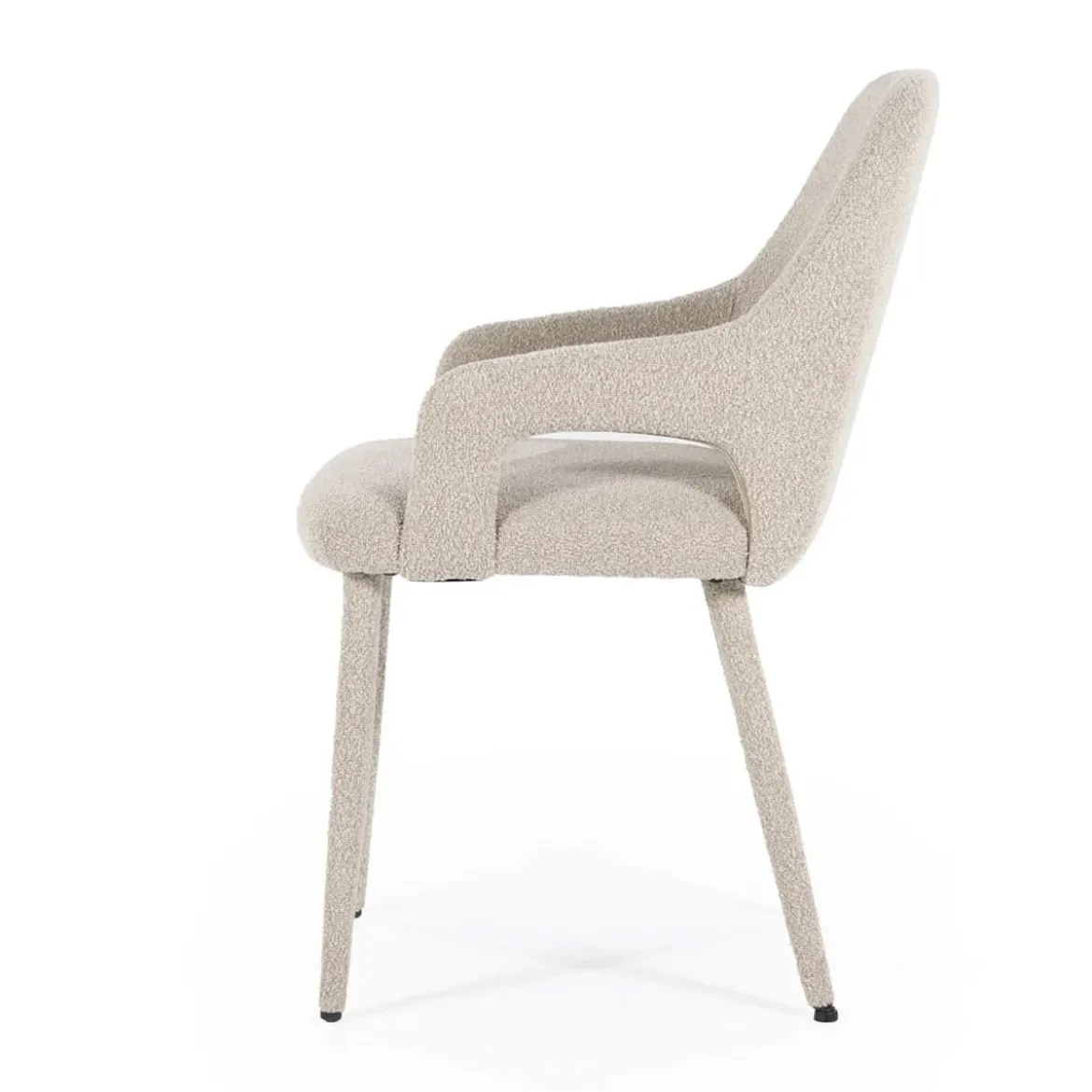 Scandinavische eetkamerstoel met armleuning taupe - By-Boo Fika