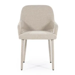 Scandinavische eetkamerstoel met armleuning taupe - By-Boo Fika