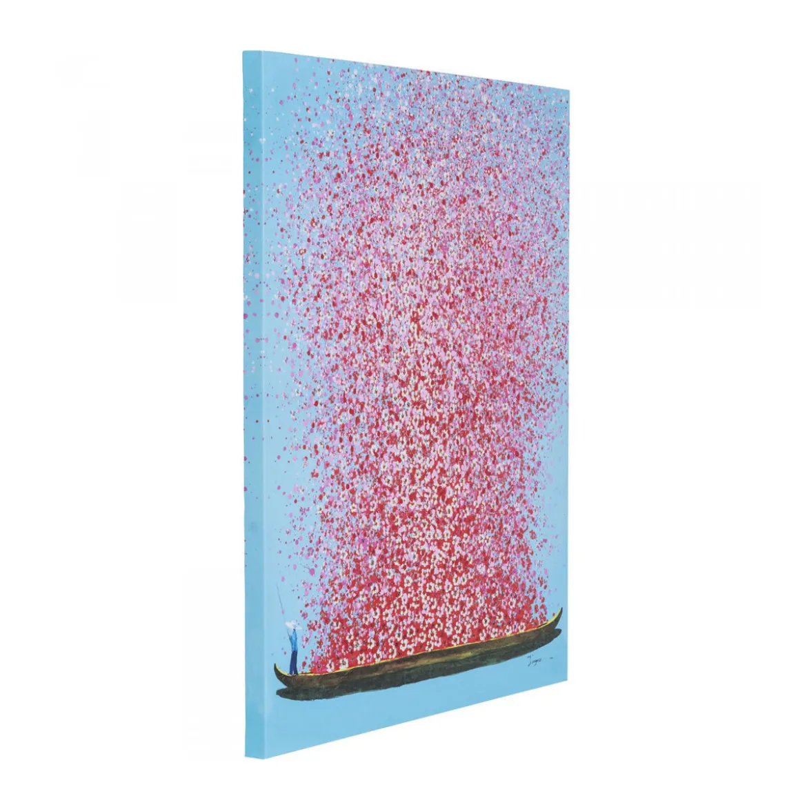 Schilderij - Kare Design Touched Flower Boat Blue Pink