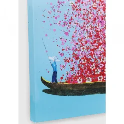 Schilderij - Kare Design Touched Flower Boat Blue Pink