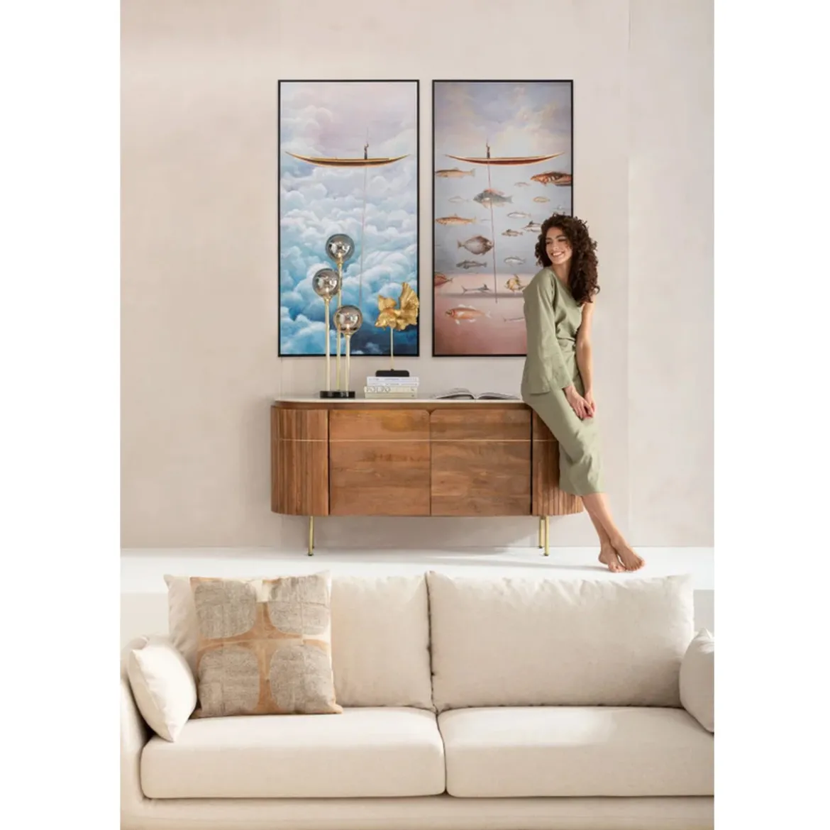 Schilderij wolken en boot - Kare Design Cloud Boat