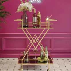 Serveer trolley goud met zwart - Kare Design Pyramids