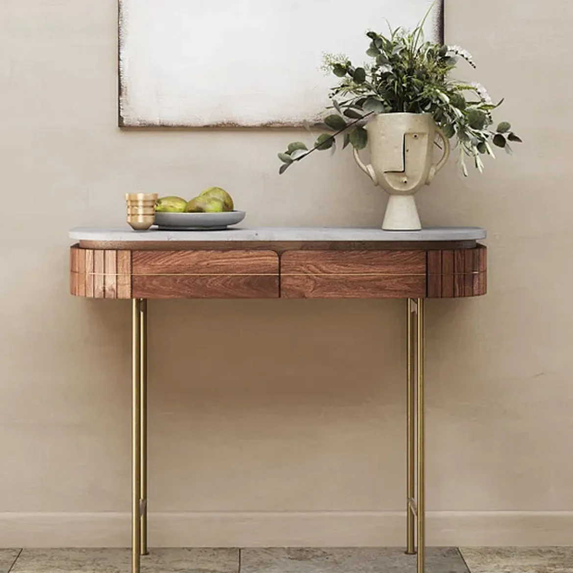 Sidetable mangohout en marmer - Kare Design Grace