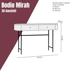Sidetable ribbel hout 120 cm - Bodio Mirah