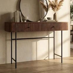 Sidetable ribbel hout 120 cm - Bodio Mirah